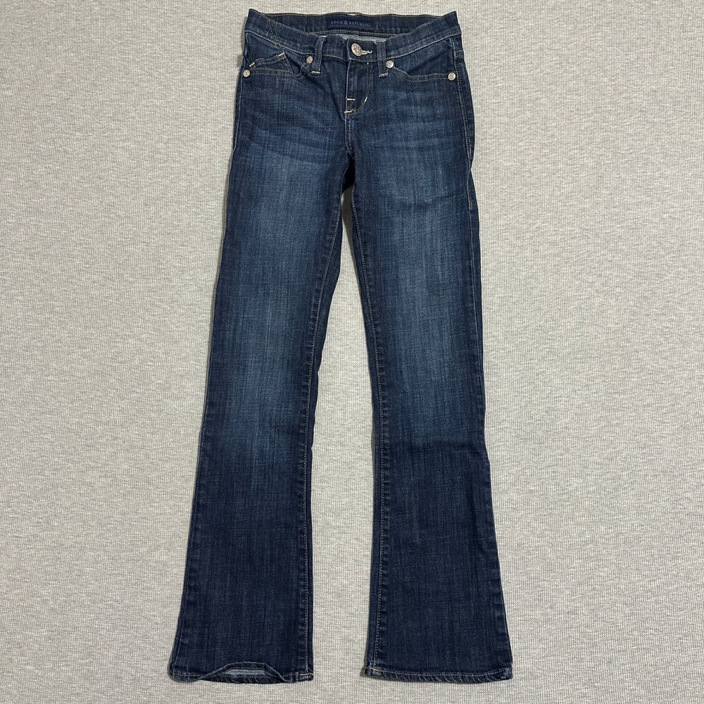 Rock & Republic Kasandra Low Rise Bootcut Jeans Dark Wash Blue Size 2 M R010382